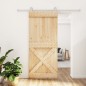 vidaXL Porta Scorrevole con Set Hardware 90x210 cm Legno Massello Pino vidaXL Porta Scorrevole con Set Hardware 90x210 cm Legno Massello Pino