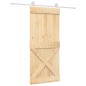 vidaXL Porta Scorrevole con Set Hardware 90x210 cm Legno Massello Pino vidaXL Porta Scorrevole con Set Hardware 90x210 cm Legno Massello Pino