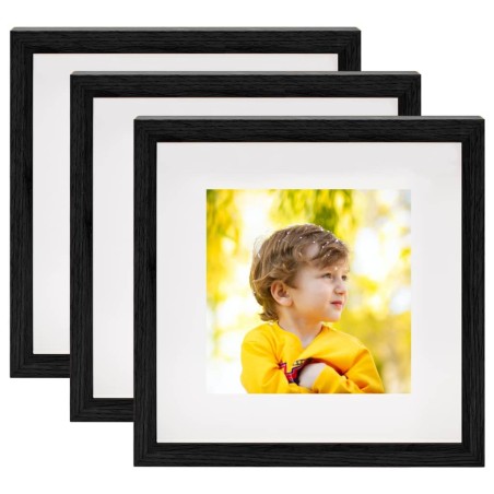 vidaXL Set di Cornici Fotografiche 3D 3 pz Nero 23x23 cm Foto 13x13 cm