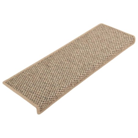 vidaXL Tappeti Adesivi Scale Aspetto Sisal 15 pz 65x21x4cm Beige Scuro