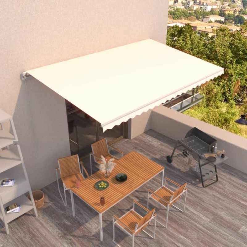 Tenda da Sole Retrattile Manuale 500x350 cm Crema Tenda da Sole Retrattile Manuale 500x350 cm Crema
