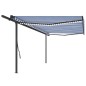 Tenda Automatica con Sensore Vento e LED 5x3,5 m Blu e Bianca Tenda Automatica con Sensore Vento e LED 5x3,5 m Blu e Bianca