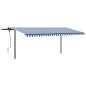 Tenda Automatica con Sensore Vento e LED 5x3,5 m Blu e Bianca Tenda Automatica con Sensore Vento e LED 5x3,5 m Blu e Bianca