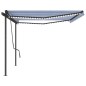 Tenda Automatica con Sensore Vento e LED 5x3,5 m Blu e Bianca Tenda Automatica con Sensore Vento e LED 5x3,5 m Blu e Bianca