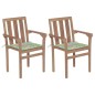 Sedie da Giardino 2 pz Cuscini Motivo a Foglie Massello di Teak Sedie da Giardino 2 pz Cuscini Motivo a Foglie Massello di Teak