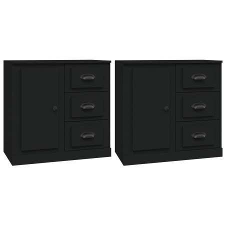 vidaXL Credenze 2 pz Nere in Legno Multistrato