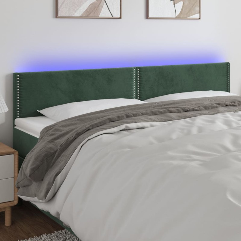 vidaXL Testiera a LED Verde Scuro 200x5x78/88 cm in Velluto vidaXL Testiera a LED Verde Scuro 200x5x78/88 cm in Velluto