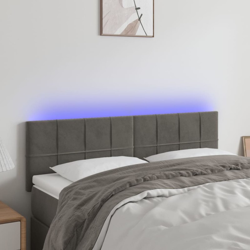 vidaXL Testiera a LED Grigio Scuro 144x5x78/88 cm in Velluto vidaXL Testiera a LED Grigio Scuro 144x5x78/88 cm in Velluto