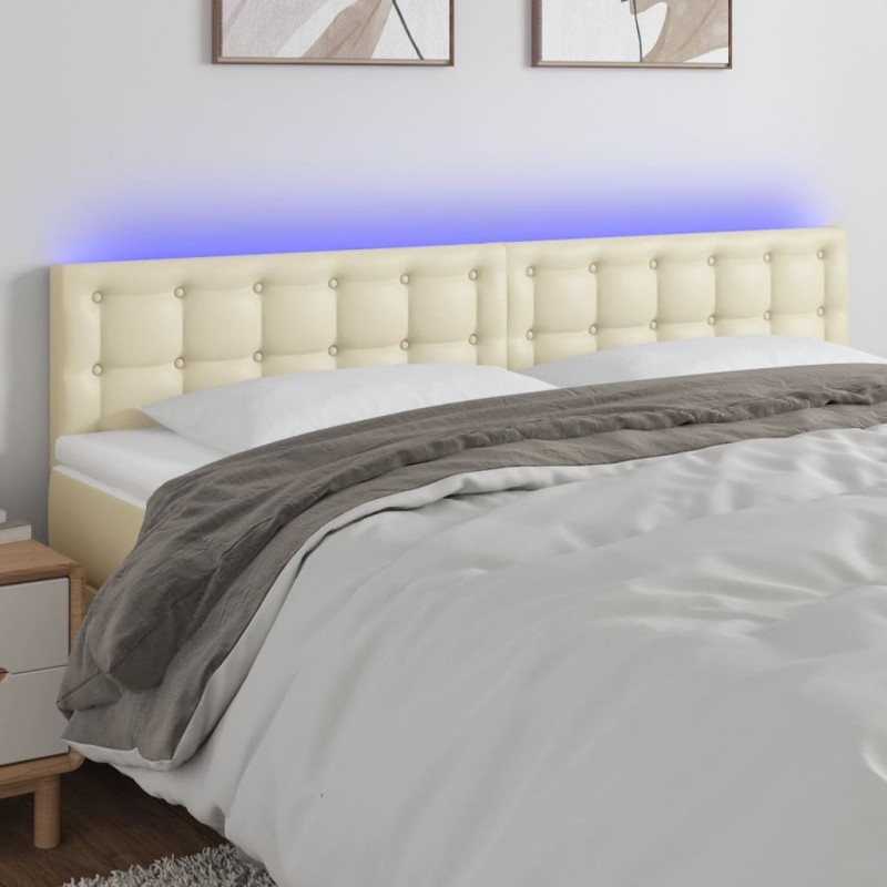 vidaXL Testiera Crema a LED 160x5x78/88 cm in Similpelle vidaXL Testiera Crema a LED 160x5x78/88 cm in Similpelle