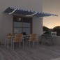 Tenda da Sole Retrattile Manuale con LED 600x350 cm Blu Bianco Tenda da Sole Retrattile Manuale con LED 600x350 cm Blu Bianco