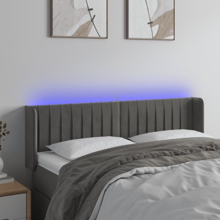 vidaXL Testiera a LED Grigio Scuro 147x16x78/88 cm in Velluto