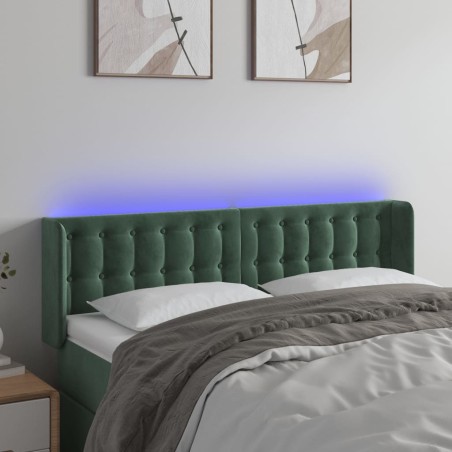 vidaXL Testiera a LED Verde Scuro 147x16x78/88 cm in Velluto
