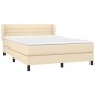 vidaXL Giroletto a Molle con Materasso Crema 140x19 cm in Tessuto