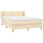 vidaXL Giroletto a Molle con Materasso Crema 140x19 cm in Tessuto