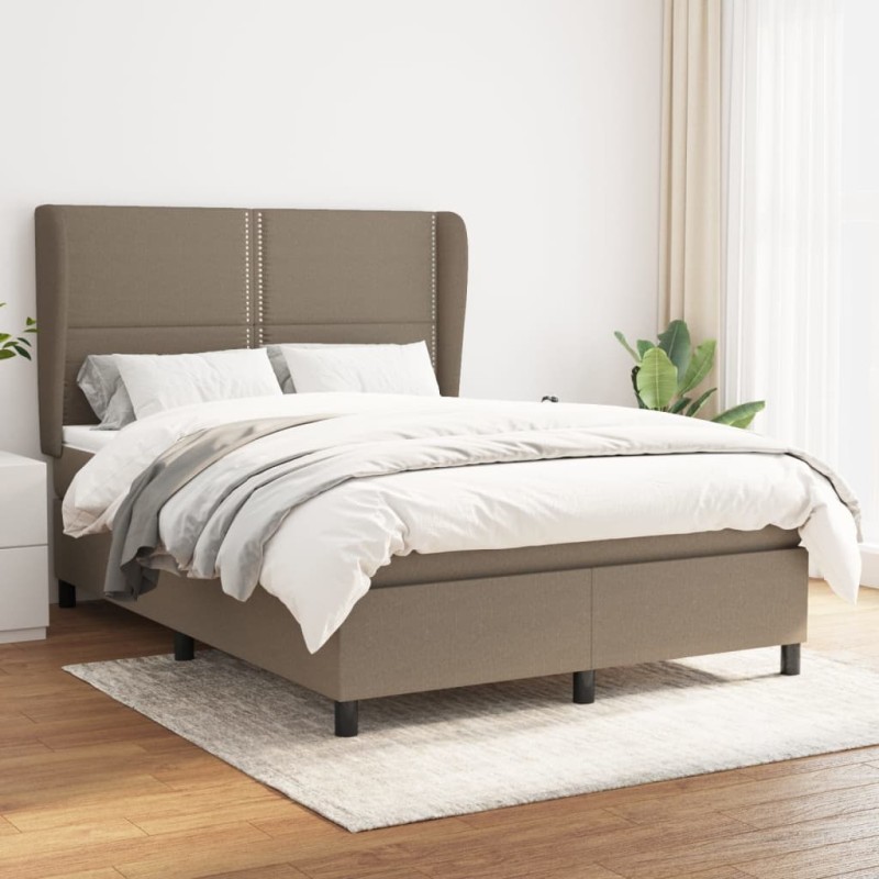 vidaXL Giroletto a Molle con Materasso Tortora 140x190 cm in Tessuto