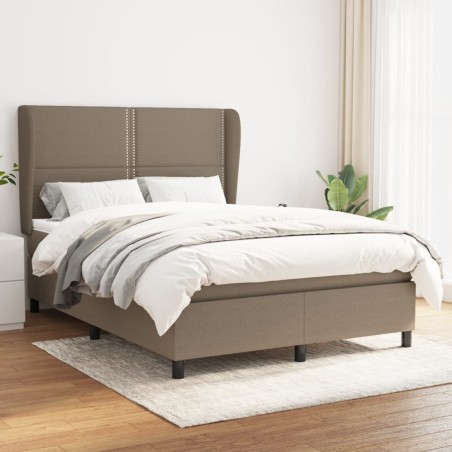 vidaXL Giroletto a Molle con Materasso Tortora 140x190 cm in Tessuto