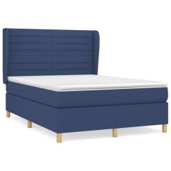 vidaXL Giroletto a Molle con Materasso Blu 140x190 cm in Tessuto