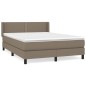 vidaXL Giroletto a Molle con Materasso Tortora 140x190 cm in Tessuto