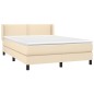 vidaXL Giroletto a Molle con Materasso Crema 140x19 cm in Tessuto