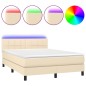 vidaXL Letto a Molle con Materasso e LED Crema 140x190 cm in Tessuto vidaXL Letto a Molle con Materasso e LED Crema 140x190 cm in Tessuto
