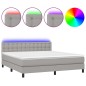 vidaXL Letto a Molle Materasso e LED Grigio Chiaro 160x200 cm Tessuto
