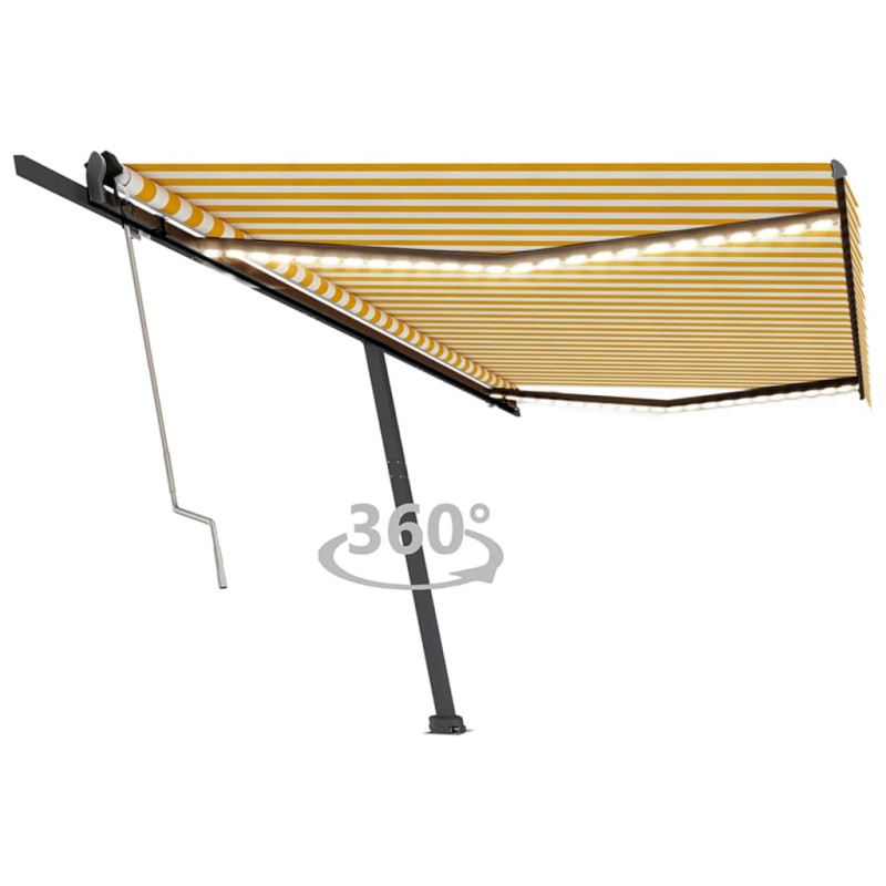 Tenda Automatica con Sensore Vento LED 500x350 cm Gialla Bianca Tenda Automatica con Sensore Vento LED 500x350 cm Gialla Bianca