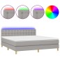 vidaXL Letto a Molle Materasso e LED Grigio Chiaro 160x200 cm Tessuto vidaXL Letto a Molle Materasso e LED Grigio Chiaro 160x200 cm Tessuto