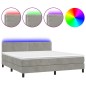 vidaXL Letto a Molle Materasso e LED Grigio Chiaro 180x200 cm Velluto vidaXL Letto a Molle Materasso e LED Grigio Chiaro 180x200 cm Velluto