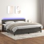 vidaXL Letto a Molle con Materasso e LED Grigio Scuro 200x200 cm vidaXL Letto a Molle con Materasso e LED Grigio Scuro 200x200 cm