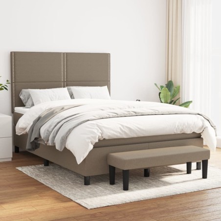 vidaXL Giroletto a Molle con Materasso Tortora 140x190 cm in Tessuto