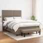 vidaXL Giroletto a Molle con Materasso Tortora 140x190 cm in Tessuto