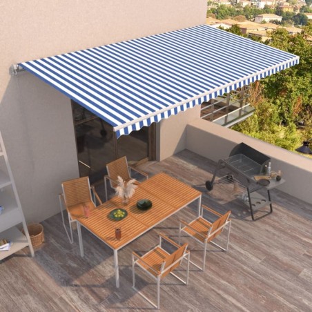 Tenda da Sole Retrattile Manuale 600x350 cm Blu e Bianco