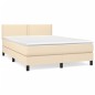 vidaXL Giroletto a Molle con Materasso Crema 140x19 cm in Tessuto