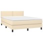 vidaXL Giroletto a Molle con Materasso Crema 140x19 cm in Tessuto