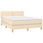 vidaXL Giroletto a Molle con Materasso Crema 140x19 cm in Tessuto