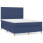 vidaXL Giroletto a Molle con Materasso Blu 140x190 cm in Tessuto