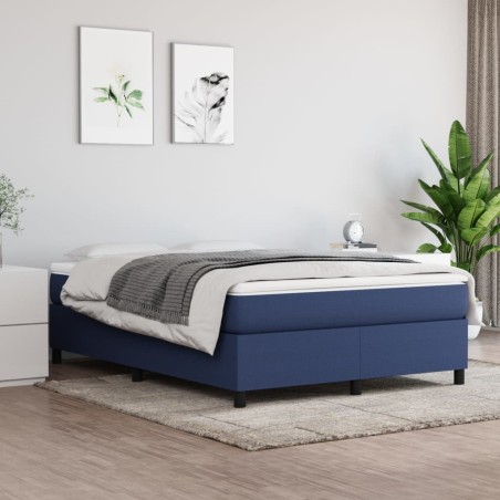 vidaXL Giroletto a Molle con Materasso Blu 140x190 cm in Tessuto