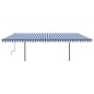 Tenda da Sole Retrattile Automatica con Pali 6x3,5 m Blu Bianca