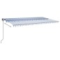 Tenda da Sole Retrattile Automatica con Pali 6x3,5 m Blu Bianca