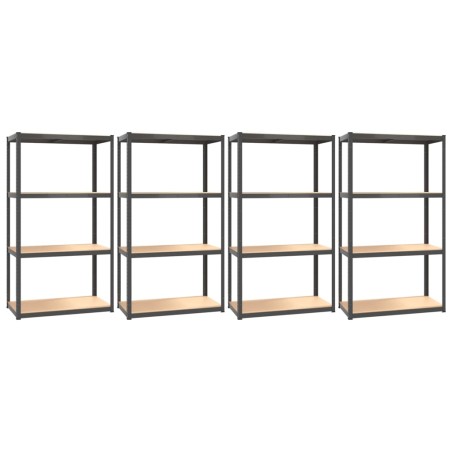 vidaXL Mensole 4 Ripiani 4pz Antracite in Acciaio e Legno Multistrato