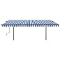 vidaXL Tenda da Sole Retrattile Automatica con Pali 5x3,5 m Blu Bianca vidaXL Tenda da Sole Retrattile Automatica con Pali 5x3,5 m Blu Bianca