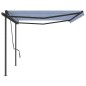 vidaXL Tenda da Sole Retrattile Automatica con Pali 5x3,5 m Blu Bianca vidaXL Tenda da Sole Retrattile Automatica con Pali 5x3,5 m Blu Bianca