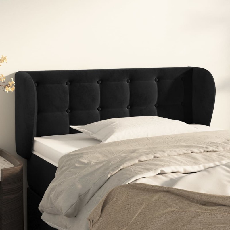 Testiera ad Orecchio Nera 93x23x78/88 cm in Velluto Testiera ad Orecchio Nera 93x23x78/88 cm in Velluto