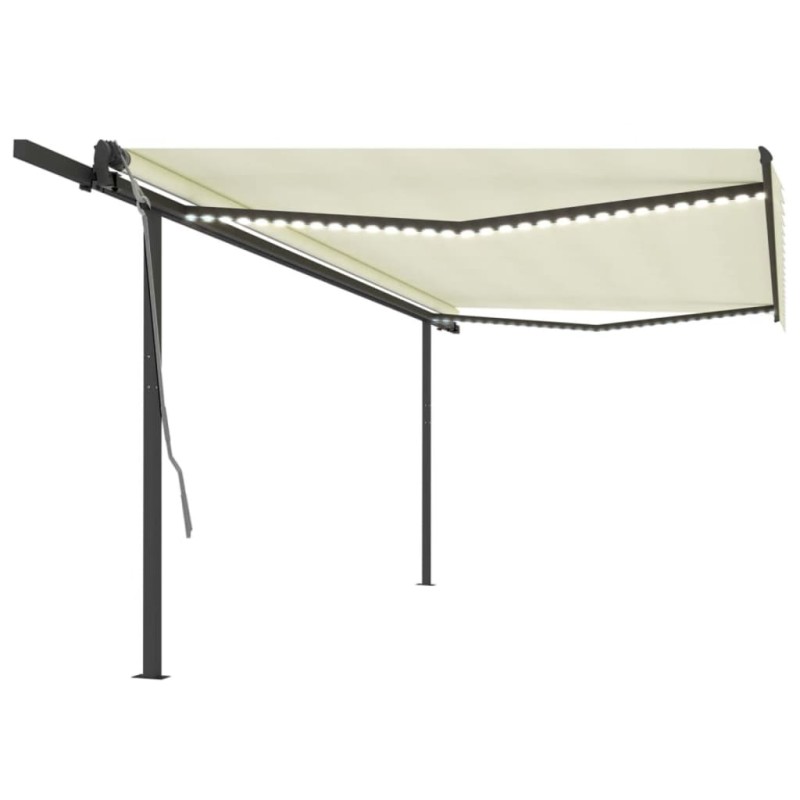 Tenda Automatica con Sensore Vento e LED 5x3 m Crema Tenda Automatica con Sensore Vento e LED 5x3 m Crema