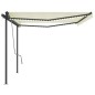 Tenda Automatica con Sensore Vento e LED 5x3 m Crema Tenda Automatica con Sensore Vento e LED 5x3 m Crema