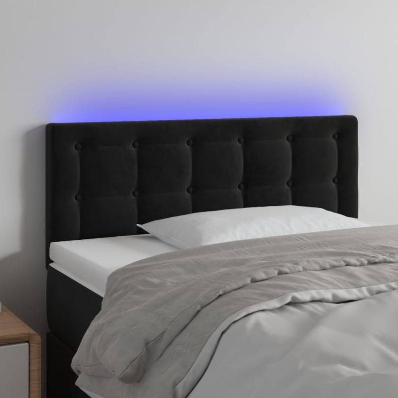 Testiera a LED Nera 100x5x78/88 cm in Velluto Testiera a LED Nera 100x5x78/88 cm in Velluto
