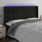 Testiera a LED Nera 163x16x118/128 cm in Velluto Testiera a LED Nera 163x16x118/128 cm in Velluto