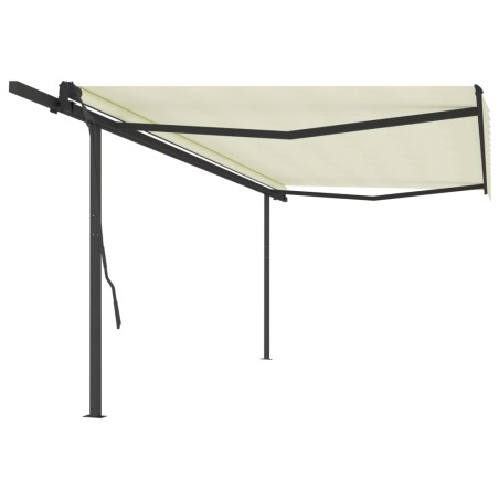 Tenda da Sole Retrattile Automatica con Pali 5x3,5 m Crema