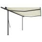 Tenda da Sole Retrattile Automatica con Pali 5x3,5 m Crema Tenda da Sole Retrattile Automatica con Pali 5x3,5 m Crema