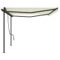 Tenda da Sole Retrattile Automatica con Pali 5x3,5 m Crema Tenda da Sole Retrattile Automatica con Pali 5x3,5 m Crema